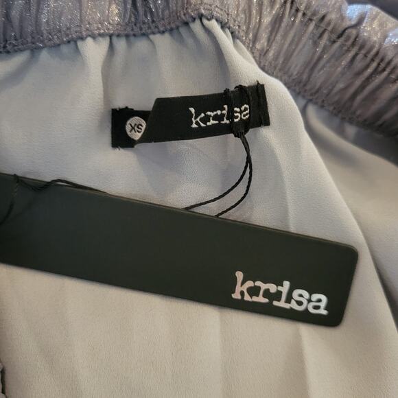 NWT Revolve Krisa Strapless Silver Asymmetrical Top Maxi Dress XS - Picture 4 of 5